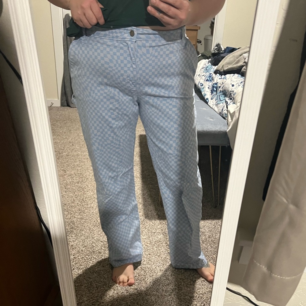 Hollister Light Blue Checkered Pants